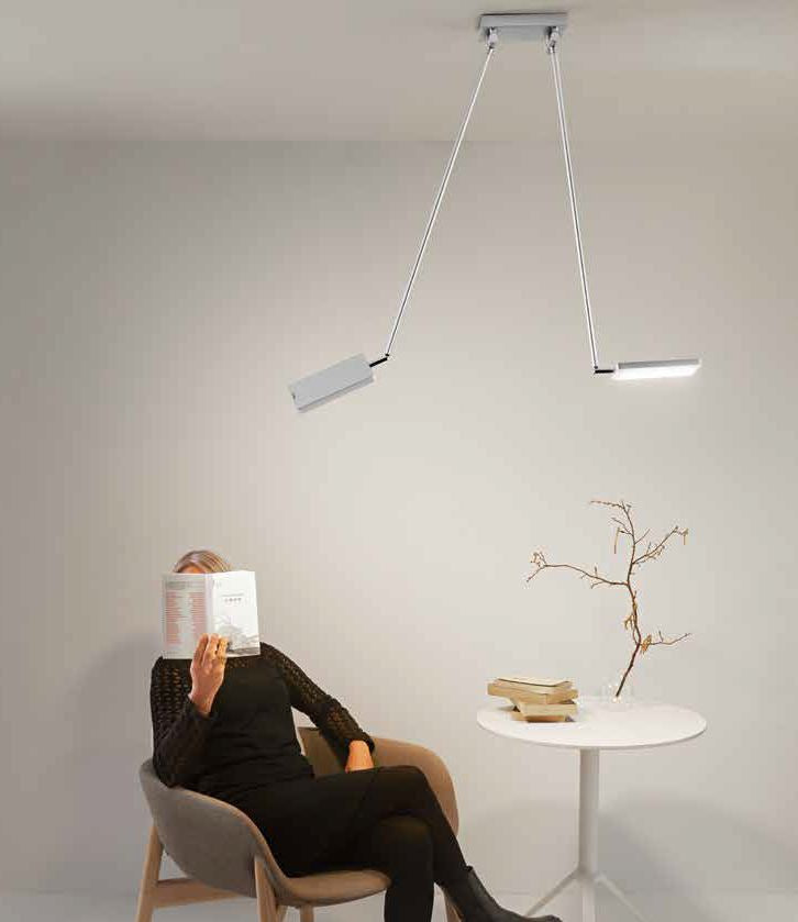 Sospensione LED in alluminio bianco-nero-silver-oro orientabile e regolabile 2x18W 3640LM 3200°k BOOK-PL Sospensione LED in alluminio bianco-nero-silver-oro orientabile e regolabile 2x18W 3640LM 3200°k BOOK-PL
